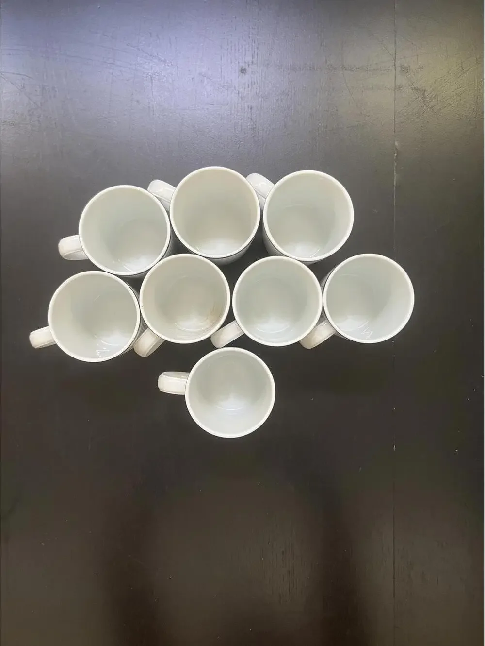 Crate & Barrel (4) White‎ Ribbed Blue Trim Porcelain Mug